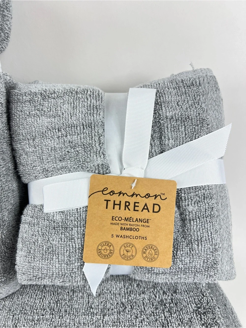 Common Thread Bamboo Bath Towel Set Medium Grey Eco Melange 9 Pc NEW